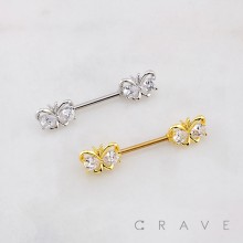 BUTTERFLY CZ 316L SURGICAL STEEL NIPPLE RING